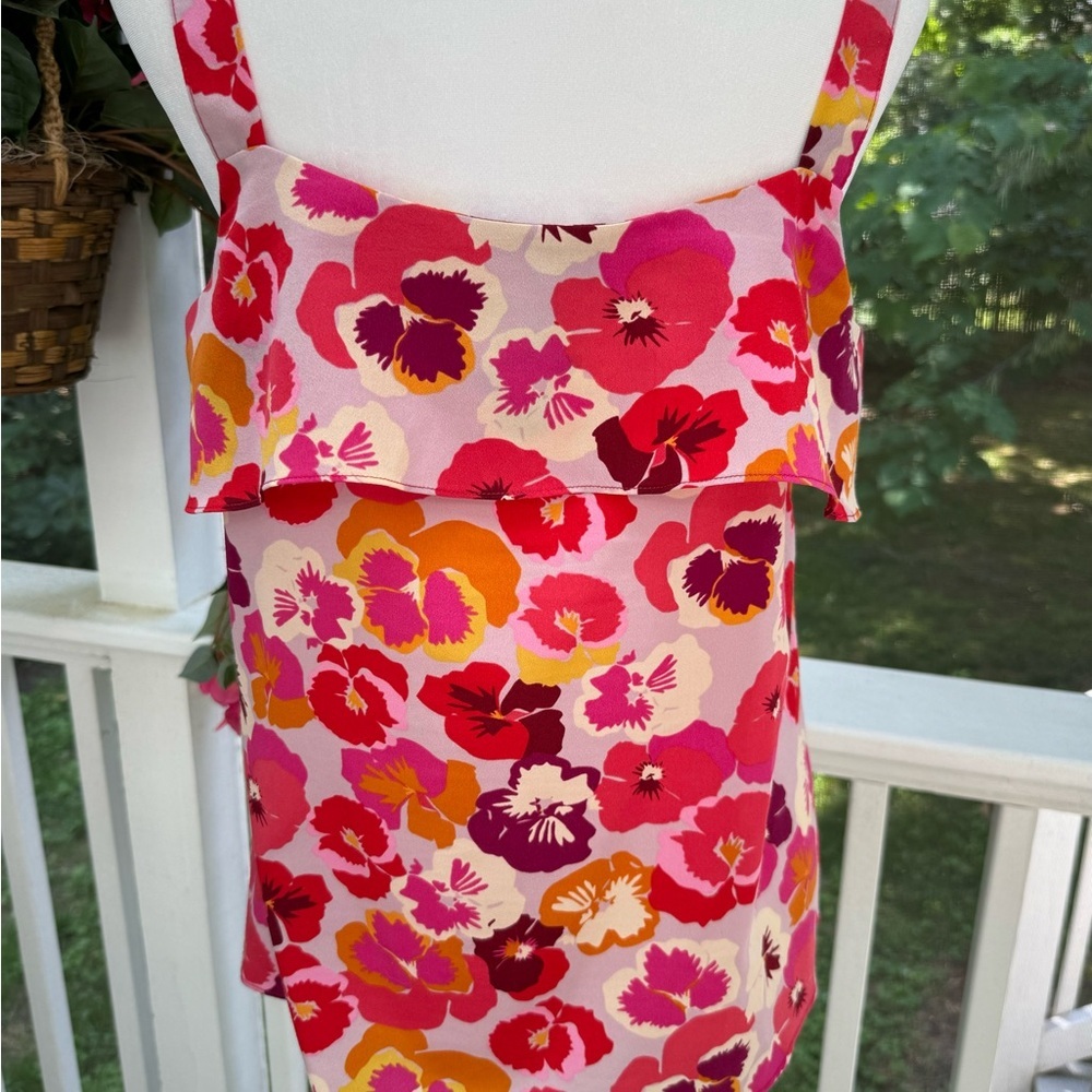 CABI SIZE SMALL # 5602 COLORFUL PANSY PRINT TOP